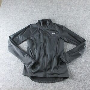 Nike Shield Jacket Womens S Black Full Zip Softshell Running Athletic Coat